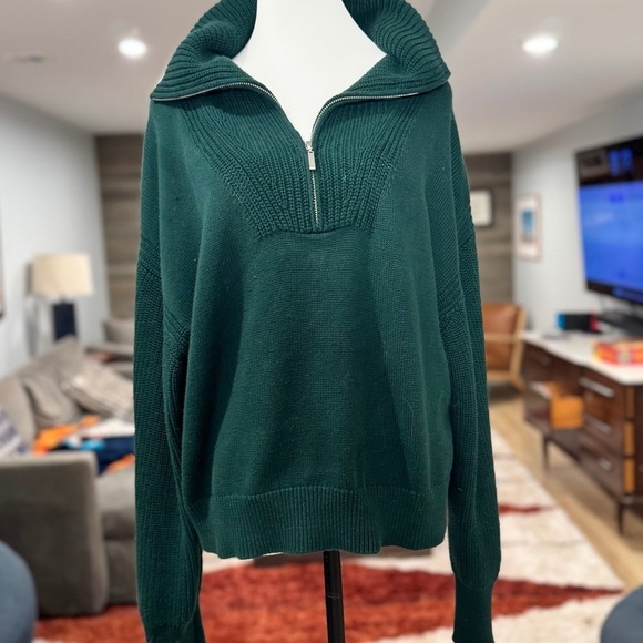 Green La Ligne quarter zip sweater: Large - Picture 2 of 5